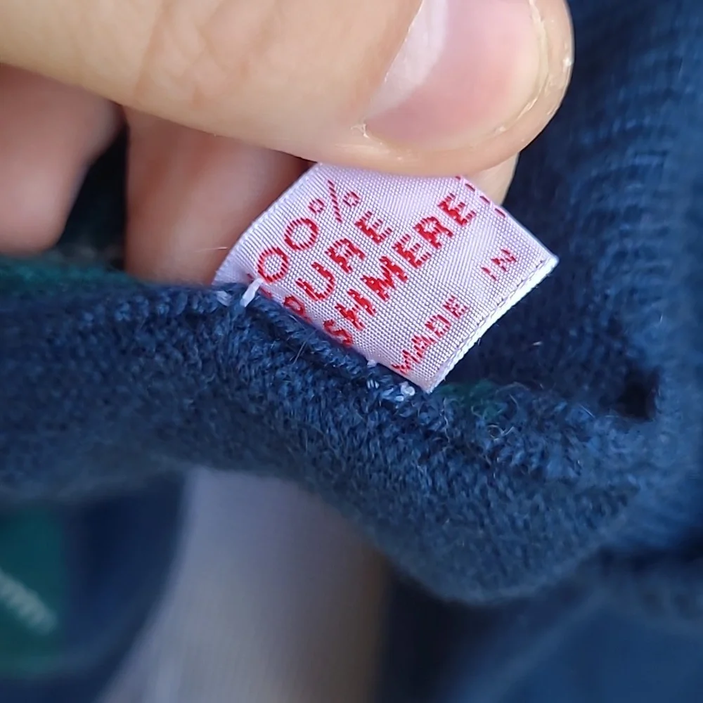 NEIMAN MARCUS Blue Red Green Argyle PURE CASHMERE‎ Sz XL Mens V Neck Sweater VTG